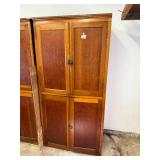 Pair of Tall Wooden Storage Cabinets with Adjustable Shelves