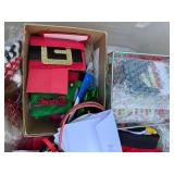 Large Collection of Holiday Gift Bags, Ribbons, and Christmas Accessories in Tote