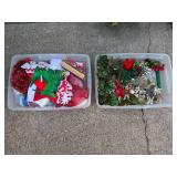 Collection of Holiday and Christmas Decor in Storage Totes