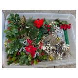 Collection of Holiday and Christmas Decor in Storage Totes