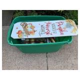 Holiday Decor Bin with Christmas and Fall Decorations