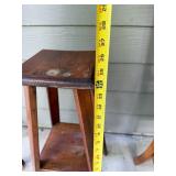 Set of 3 Vintage Wooden Furniture Pieces: Chair, Stool, and Pedestal Table