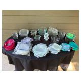 Collection of Food Storage Containers with Lids Assorted Shapes and Sizes