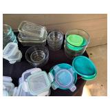 Collection of Food Storage Containers with Lids Assorted Shapes and Sizes