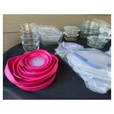 Collection of Food Storage Containers with Lids Assorted Shapes and Sizes