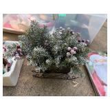 Holiday Decor Lot with Tins, Serving Trays, Gift Tags, and Tabletop Arrangements