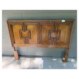 Vintage Wooden Headboard with Geometric Design 46x60 Inches