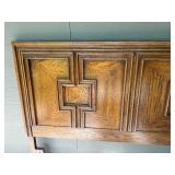 Vintage Wooden Headboard with Geometric Design 46x60 Inches