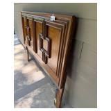 Vintage Wooden Headboard with Geometric Design 46x60 Inches