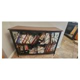 Metal and Wood Bookcase with Scrollwork and Shelves, 32x44x14 Inches - books not included