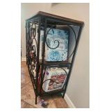 Metal and Wood Bookcase with Scrollwork and Shelves, 32x44x14 Inches - books not included