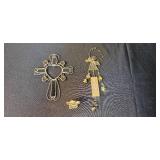 Mixed Lot of Decorative Trinkets, Stained Glass Ornaments, and Wooden Tray