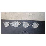 Set of Crystal Creamer and Sugar Bowl Pairs with Cut Glass Patterns