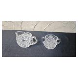 Set of Crystal Creamer and Sugar Bowl Pairs with Cut Glass Patterns