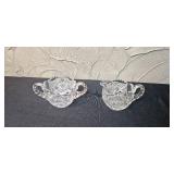 Set of Crystal Creamer and Sugar Bowl Pairs with Cut Glass Patterns