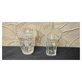 Assorted Crystal and Pink Glassware Lot with Vase, Pitchers, and Lidded Candy Dish