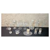 Collection of Glassware Including Wine Glasses, Crystal Decanter, and Accessories