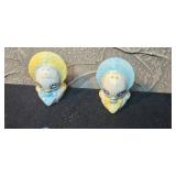 Vintage Porcelain Collection: Royal Tara Ireland Dish, Bonnet Salt and Pepper Shakers, and Bird Figurines