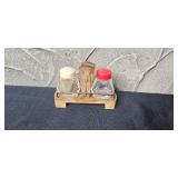 Assorted Vintage Kitchenware Lot with Homer Laughlin Plate, Glass Coasters, Thimbles, and More