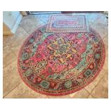 Colorful Round Area Rug and Small Rectangular Braided Rug Set