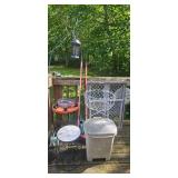 Outdoor Patio Lot with Planters, Yard Tools, Bug Zapper, and Storage Bin