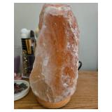 Vanity Set with Vintage Beret, Wig, Himalayan Salt Lamp, Makeup Brushes, and Accessories