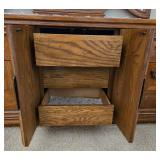 Large Wooden Dresser with Triple Mirror and Drawers, 78x74x19 Inches