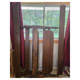 Disassembled Wooden Bed Frame with Turned Post Accents