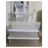 Set of Clear Plastic Storage Bins with Lids
