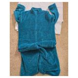 Blue Fleece Pajama Set with Zipper and Pockets