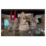 Precious Moments Figurines and Marquis Crystal Angel Candle Holders Set