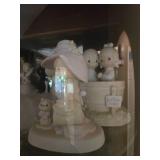 Precious Moments Figurines and Marquis Crystal Angel Candle Holders Set