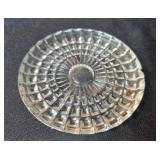 Ruby Red Pressed Glass Creamer, Sugar Bowl, Serving Dish, and Clear Glass Coaster Set