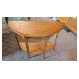 Wooden Half-Moon Entry Table with Drawer and Shelf, 36 Inch Wide
