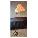 Vintage Brass Swing Arm Floor Lamp with Fabric Shade