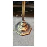 Vintage Brass Swing Arm Floor Lamp with Fabric Shade