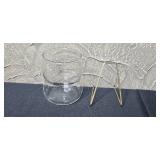 Set of Decorative White Glass Candle Holders with Glass and Metal Stand