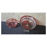 Set of Vintage Glass Pieces - Candle Holders, Compotes, and Bowl