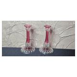 Set of Vintage Glass Pieces - Candle Holders, Compotes, and Bowl