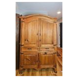 Rustic Solid Wood Armoire with Drawers and Cabinets 79x51x26 Inches - contents not included - in separate lots