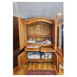 Rustic Solid Wood Armoire with Drawers and Cabinets 79x51x26 Inches - contents not included - in separate lots