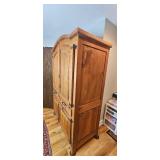Rustic Solid Wood Armoire with Drawers and Cabinets 79x51x26 Inches - contents not included - in separate lots