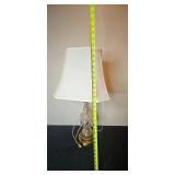 Vintage Cut Glass Table Lamp with Brass Base and White Shade