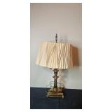 Vintage Brass Table Lamp with Pleated Shade