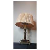 Vintage Brass Table Lamp with Pleated Shade