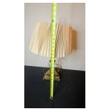 Vintage Brass Table Lamp with Pleated Shade