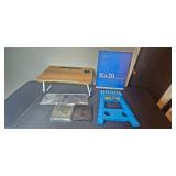 Lot of Small Office Essentials: Lap Desk, Mainstays 16x20 Frame, Folding Step Stool, and Organizers