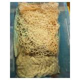 Antique Wooden Cedar Hope Chest with Assorted Vintage Linens and Doilies