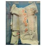 Antique Wooden Cedar Hope Chest with Assorted Vintage Linens and Doilies