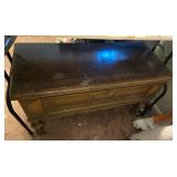 Antique Wooden Cedar Hope Chest with Assorted Vintage Linens and Doilies